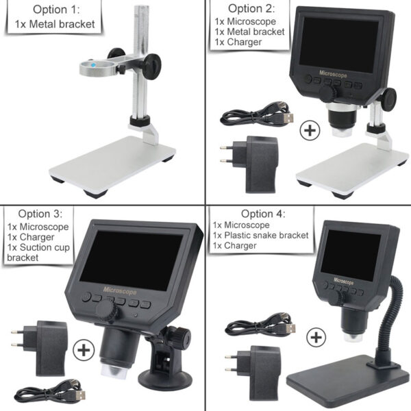 BOSEUS 600x 3.6MP Digital Microscope Aluminum Alloy Stand 4.3 Inches HD LCD Video Soldering Microscope PCB Phone Repair Microscope - Image 2