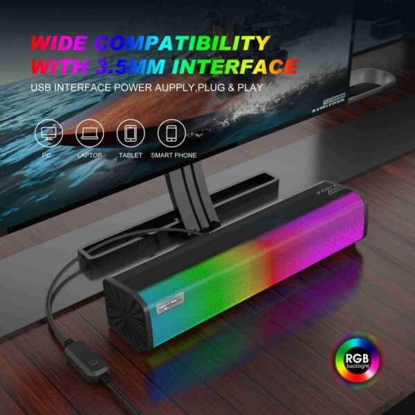 HYSJ Q9 Desktop Speaker RGB Lighting Wired Speaker USB Speaker, Laptop Speaker, Computer Speaker, PC Speaker,Vieruodis