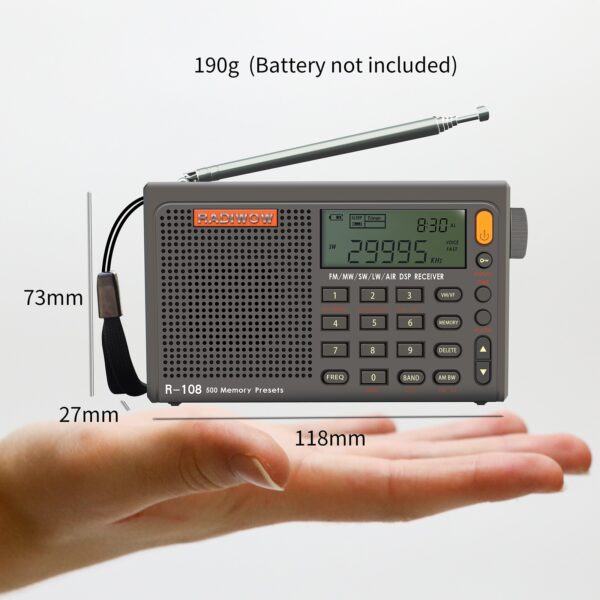 BOSEUS SIHUADON R-108 Radio FM Stereo Digital Portable Radio AM SW Air Radio Receiver Alarm Function Display Clock Temperature Speaker - Image 5