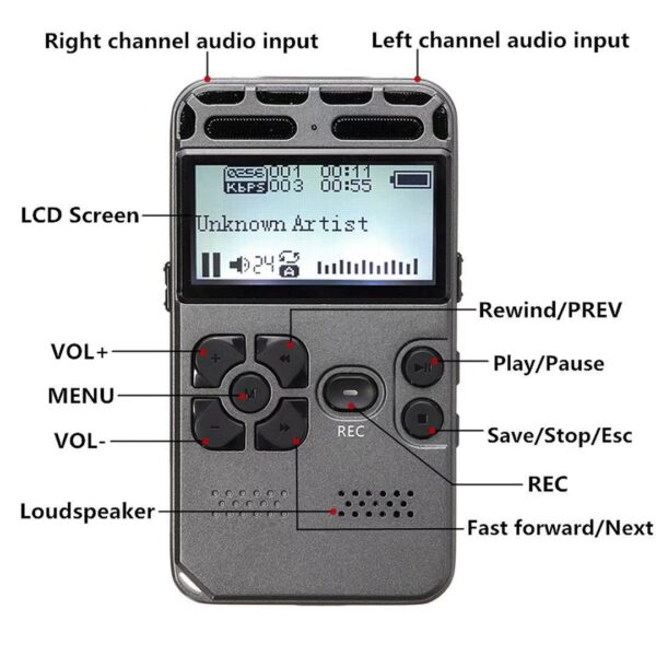 Portable HD Studio Digital Audio Sound Voice Recorder Dictaphone WAV MP3 Player Recording Pen 35h Noise Reduction - Image 2