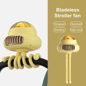 Portable Bladeless Stroller Fan 4000mAh USB Rechargeable Handheld Outdoor Air Conditioner Mute 4-gear Folding Desktop Air Cooler