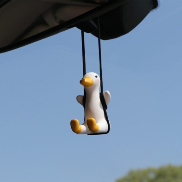 Gypsum Cute Anime Car Accessory Swing Duck Pendant Auto Rearview Mirror Ornaments Birthday Gift Couple Accessories Car Fragrance