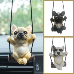New Resin Cute Dog Anime Car Accessorie Swing Bulldog Pendant Auto Rearview Mirror Ornaments Birthday Gift Couple Accessories