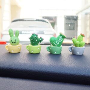 Resin Car Cactus Potted Rabbit Ornaments Auto Center Console Accessories Desktop Dolls Small Gifts Cake Baking Decorations Toys