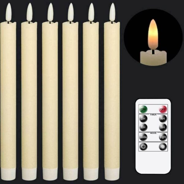 Flameless Candles Flickering with Remote Battery Operated Led Warm 3D Wick Candles Light Pack of 6 Christmas Home Wedding Decor
