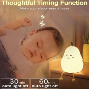 LED Pear Shape Night Light USB Rechargeable Dimming Touch Silicone Table Lamp Bedroom Bedside Decoration Couple Gift Boby Light