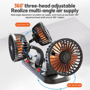 Car Fan 360° Adjustable 3 Head Air Fan Automotive Electric Fan USB/12V/24V Fan 2 Speeds Car Silent Fan For Home Desk Office&Car