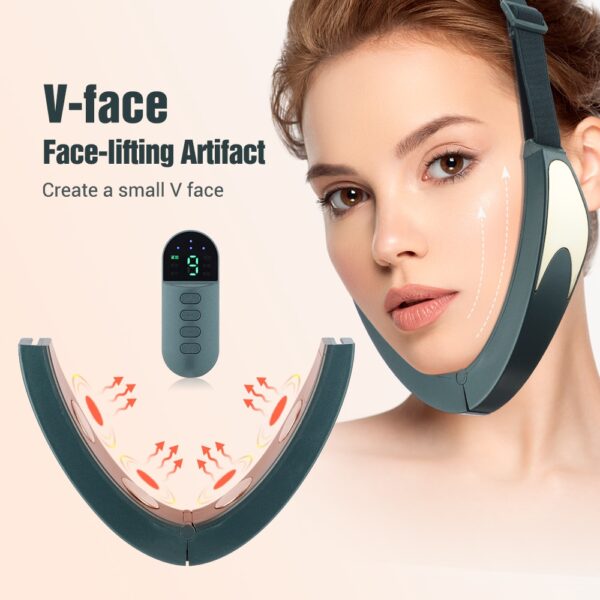 Microcurrent V-face Face Lift Device 6Mode Heated Skin Rejuvenation Double Chin V Face Vibration Massager Wireless Remote Contro