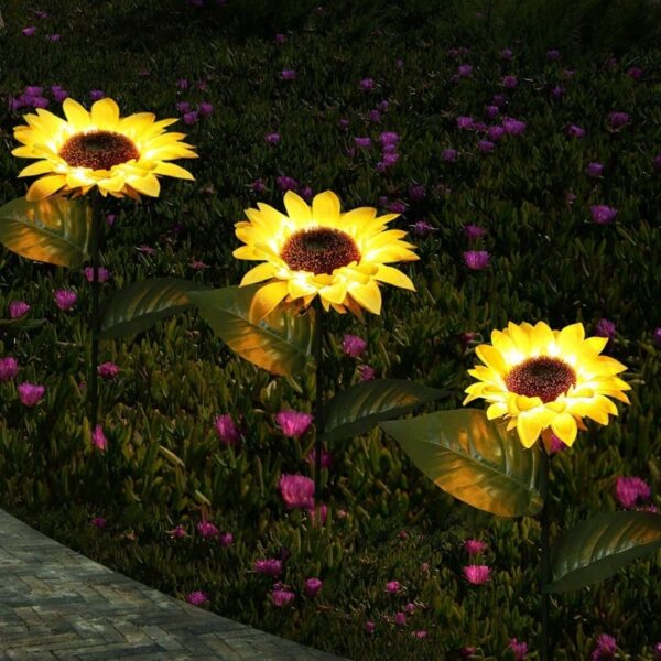 Solar Sunflowers Light Outdoor Garden Landscape Lawn Light IP65 Waterproof Solar Flowers Pathway Lamp for Patio Yard Wedding