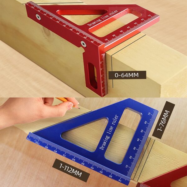 Woodworking Square Protractor Aluminum Alloy Miter Triangle Ruler High Precision Layout Measuring Tool for Engineer Carpenter - Image 3