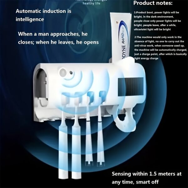 UV Disinfetion Boothbrush Holder Automatic Toothpaste Squeezing - Image 2