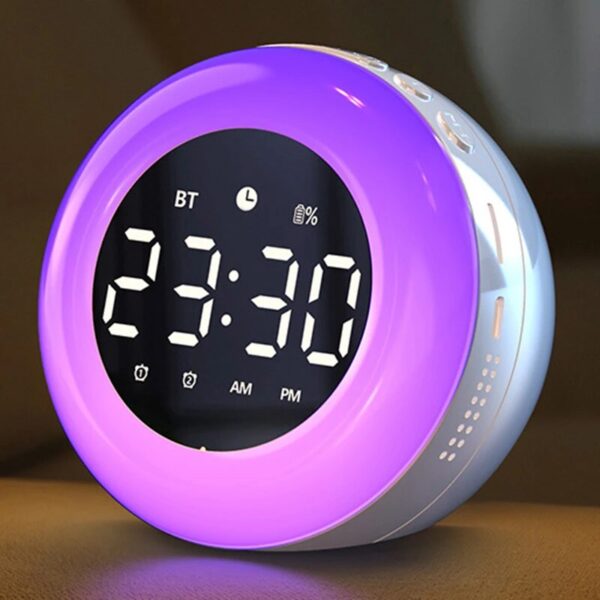 Bluetooth Speaker Alarm Clock Colorful Night Light Music Player Rechargeable digital clock Best Gift