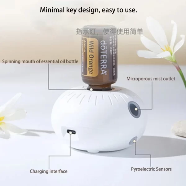 Mini Pure Oil Fragrance Diffuser Aromatherapy Machine Automatic Induction Portable Cute Aroma Diffuser USB For Bedroom Office - Image 3