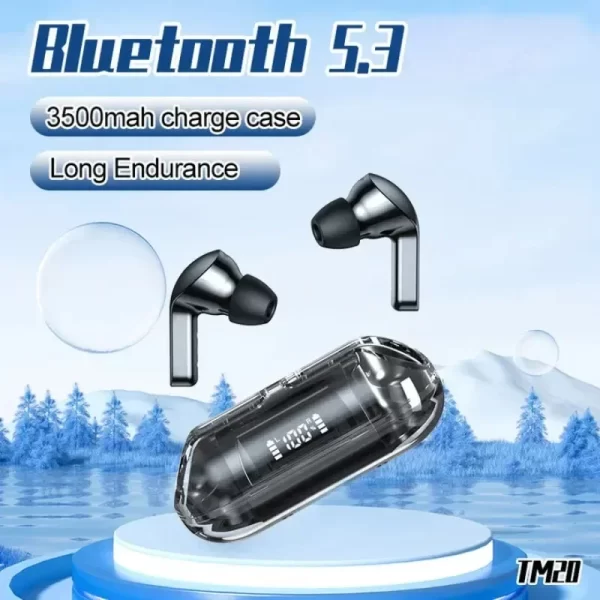 NEW TM20 Wireless TWS Bluetooth Earphone with LED Display Touch Noise Canceling Earbuds Sports Music Game Headset Waterproof