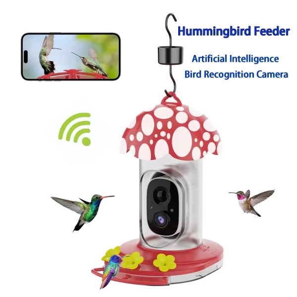 Smart Hummingbird Feeder, AI Bird Recognition Camera, Bird Pet Feeder, Outdoor APP WIFI Ant-proof Bird Feeder Smart Bird Monitor