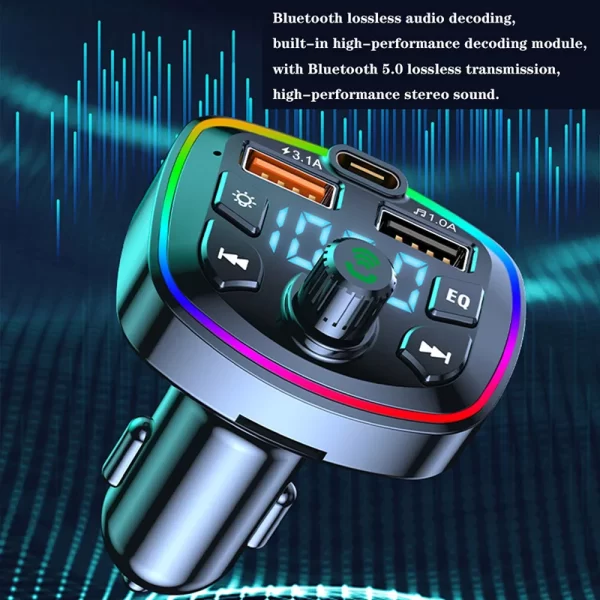 USB Car Charger Quick Charge Bluetooth 5.0 FM Transmitter USB Type C 65W Car Fast Charging For iPhone 14 Samsung Xiaomi - Image 3