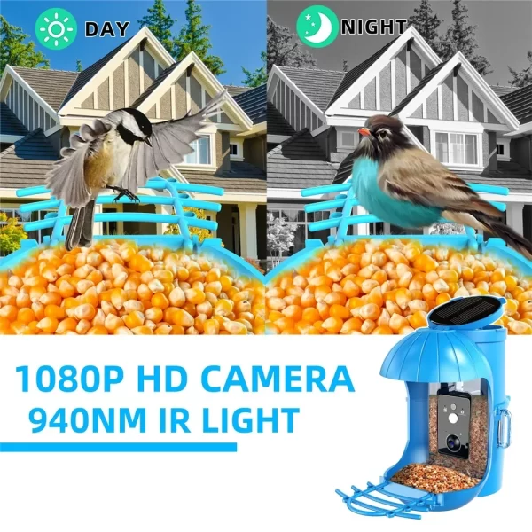 1080P HD Smart Video Bird Feeder Camera Wildlife Gazebo Feeding Supplies Outdoor Waterproof Bird Accessories with Solar Panel - Image 3