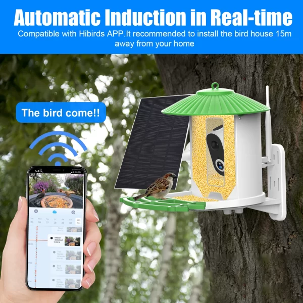 Smart Bird Feeder with Camera APP Night Vision 1080P HD Wireless Solar Panel AI Bird Identify IP65 Waterproof Outdoor Birdhouse - Image 5