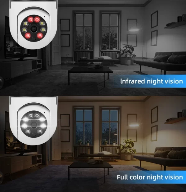 E27 Bulb 3MP Wifi Surveillance Camera Automatic Human Tracking 4X Digital Zoom Full Color Night Vision Indoor Security Monitor - Image 2