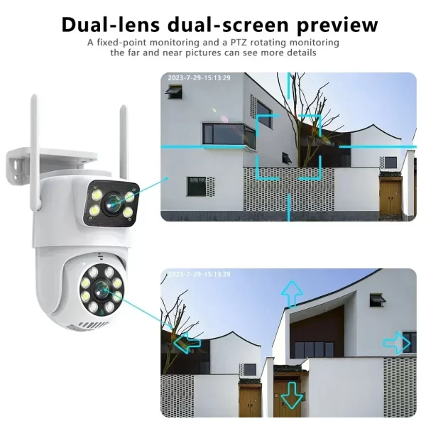 4K 8MP Dual Lens PTZ WIFI Camera Full HD Dual Screen Ai Human Auto Tracking Outdoor 4MP Security Video Surveillance Camera Tuya - Image 2