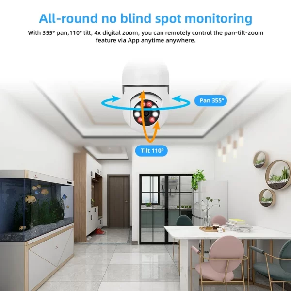 E27 Bulb 3MP Wifi Surveillance Camera Automatic Human Tracking 4X Digital Zoom Full Color Night Vision Indoor Security Monitor - Image 3