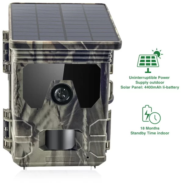 Outdoor Solar Panel Hunting Camera Infrared Automatic Monitoring Wildlife Trap Trail Cam 24MP 1296P Video Photo Recorder