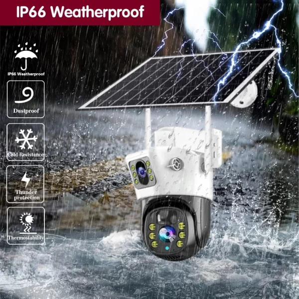 4G SIM Card Solar Camera WiFi Outdoor HD Night Vision IP CCTV Surveillance IP66 Waterproof 2 Way Audio PIR Humanoid Detection - Image 6