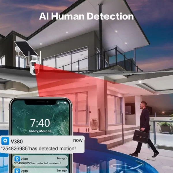 4G SIM Card Solar Camera WiFi Outdoor HD Night Vision IP CCTV Surveillance IP66 Waterproof 2 Way Audio PIR Humanoid Detection - Image 5