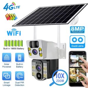 4G Solar Camera Wireless Surveillance Camera Dual Lens