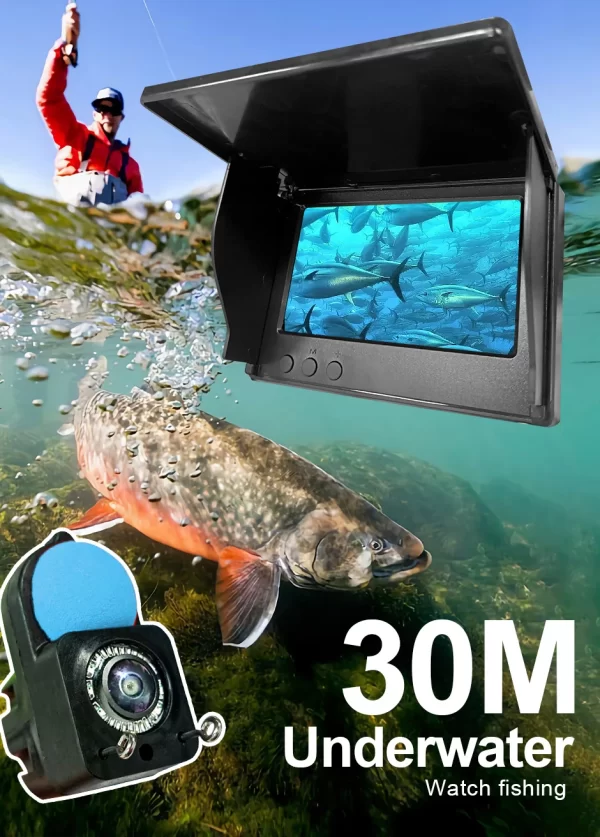 Portable Fish Depth Finder Water Handheld 1080P 4.3 Inch LCD Fish Finder Underwater 220° Fishing Camera With Night Vision