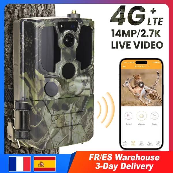 14MP 4G Hunting Trail Camera Infrared Night Vision Photo Trap Outdoor Wildlife Tracking Camera 2.7K Video Recorder Game Camera