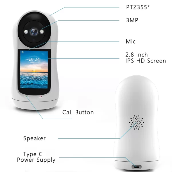 4MP 2K PTZ Wifi Camera Video Call with 2.8 Inch IPS Screen Baby Cry Sound Detection Security IP Camera 3MP Baby Monitor iCSee - Image 6