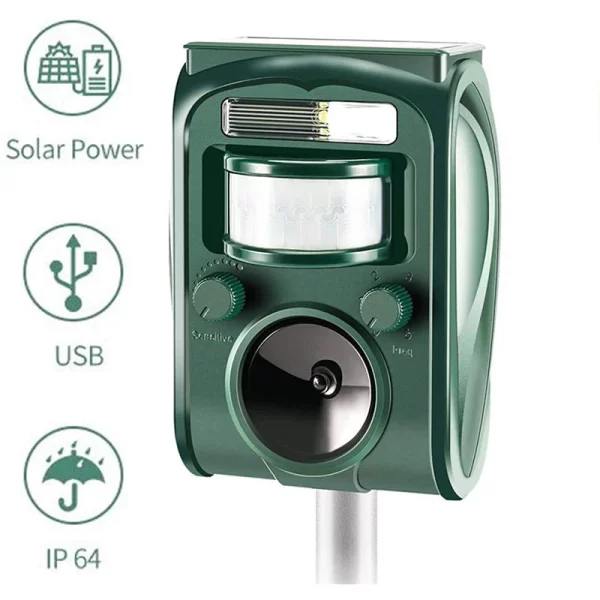 Animal Repeller Solar Powered Outdoor Ultrasonic Repellent New PIR Sensor Garden Pest Mouse Bird Bat Repellent Keep Animals Away - Image 2