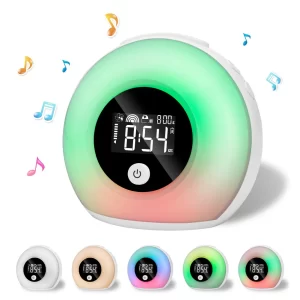 Wireless Bluetooth Speaker Colorful LED Night Light with Adjustable Alarm Display Music Sleep Light Music Player Wake-up Light