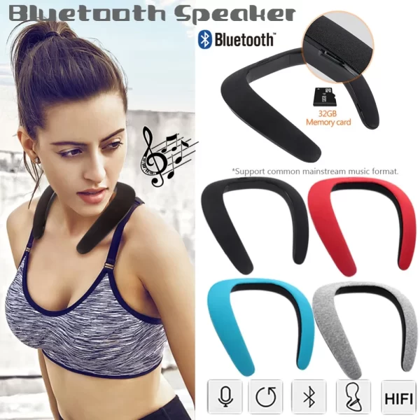 Wearable Speaker Lightweight Neckband Speaker Stereo Sound Hands-Free Phone Calls with Microphone Bluetooth-compatible