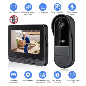 4.3inch 2.4G Wireless Video Doorbell Camera WIFI Night Vision Smart Home Security Door Bell Two Way Intercom For Home